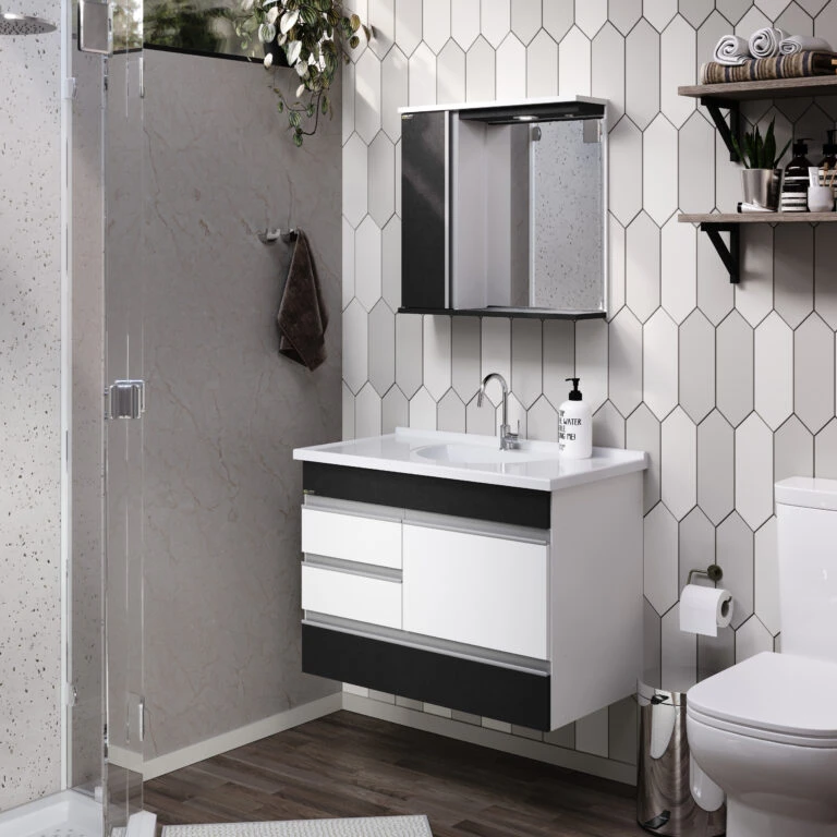 Kit Gabinete para Banheiro Modena 79,5cm - AJ Rorato