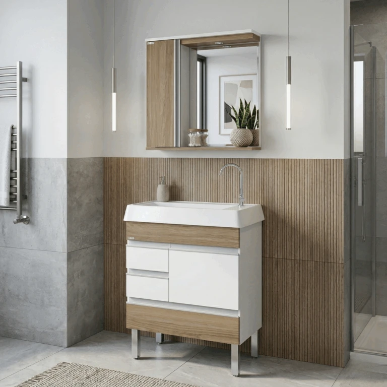 Kit Gabinete para Banheiro Nápole Com Pé - AJ Rorato