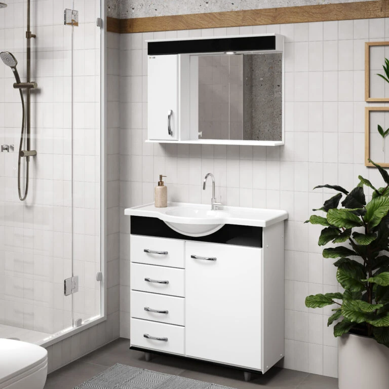 Kit Gabinete para Banheiro Viena Com Pé 79,5cm - AJ Rorato