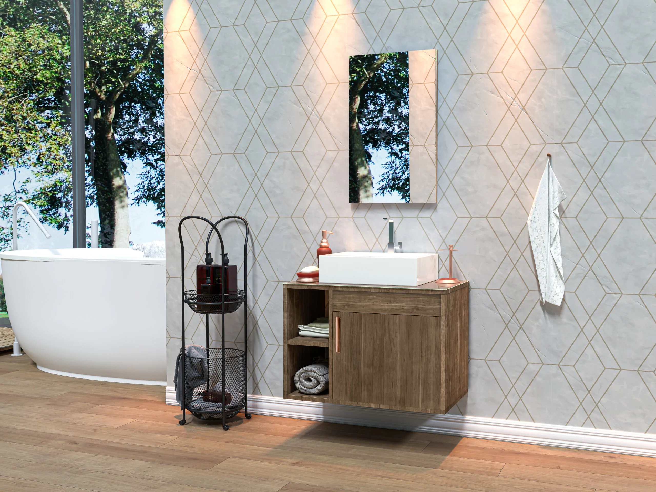 Kit Gabinete para Banheiro Berlim 60 - MM Gabinetes