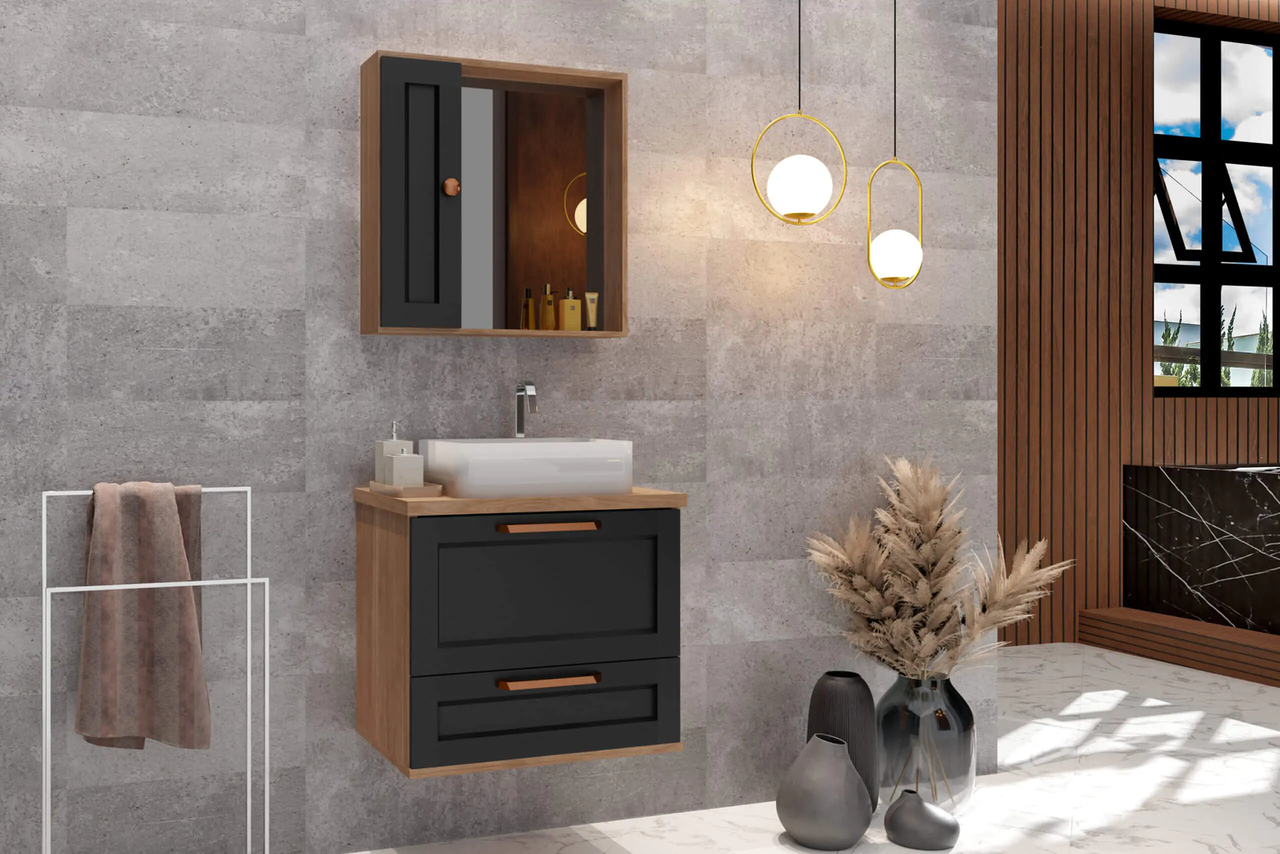 Kit Gabinete para Banheiro Dallas 60 - MM Gabinetes