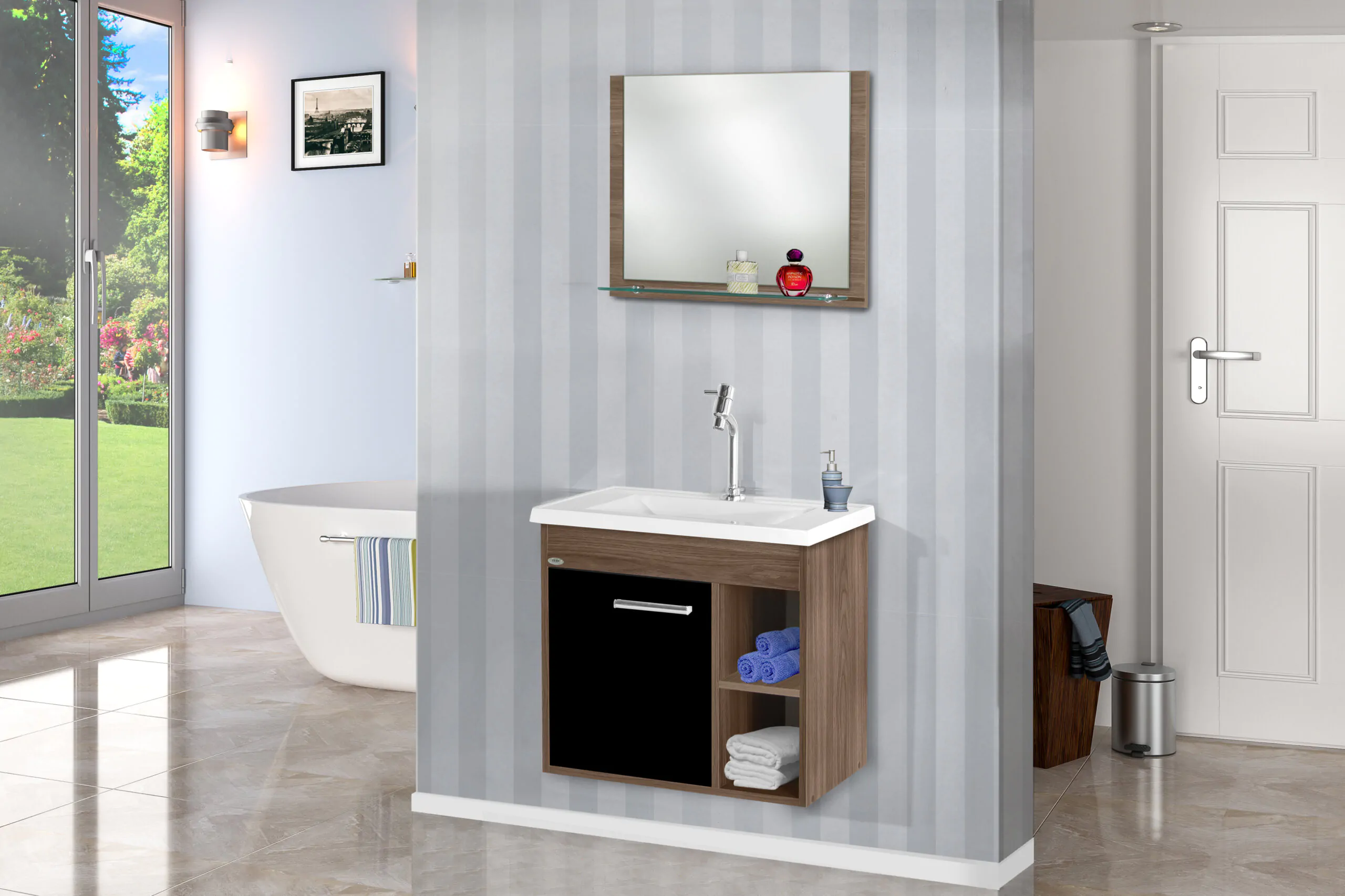 Kit Gabinete para Banheiro Florence 60 - MM Gabinetes