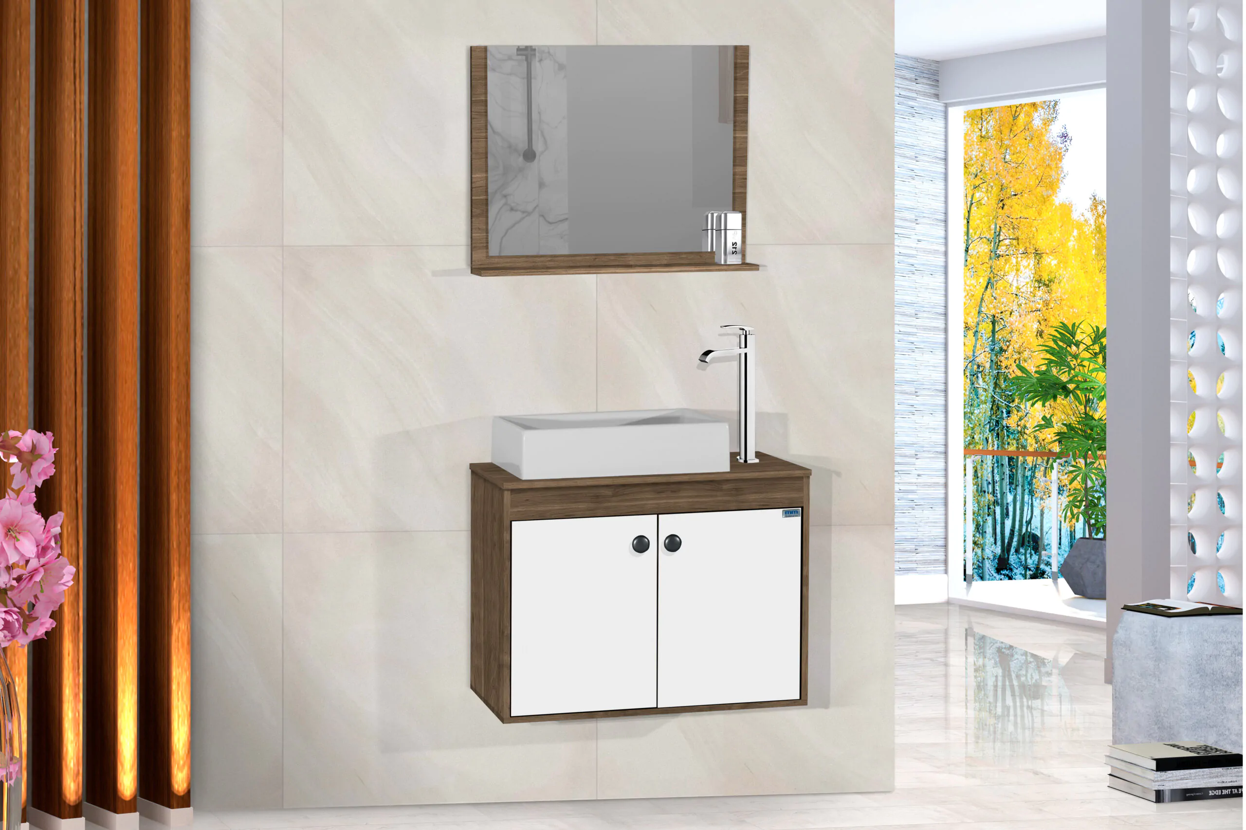 Kit Gabinete para Banheiro Premiatto 60 c/CUBA - MM Gabinetes