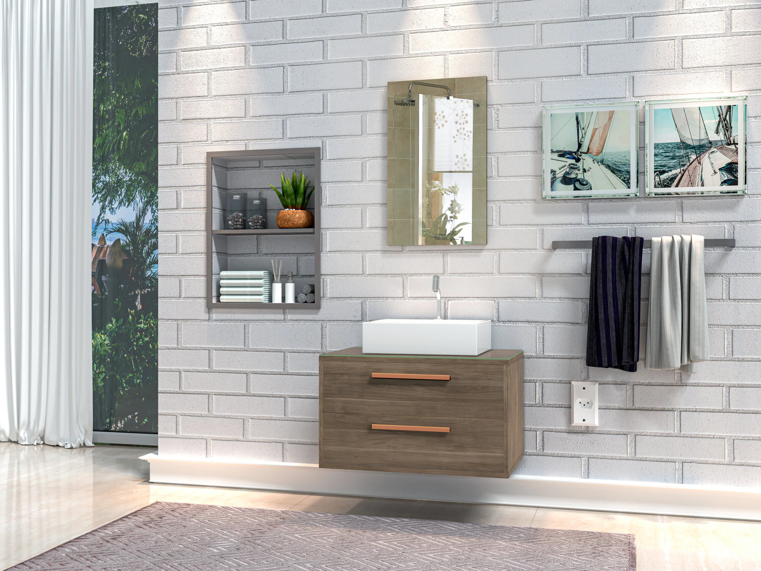 Kit Gabinete para Banheiro Royal 60 - MM Gabinetes