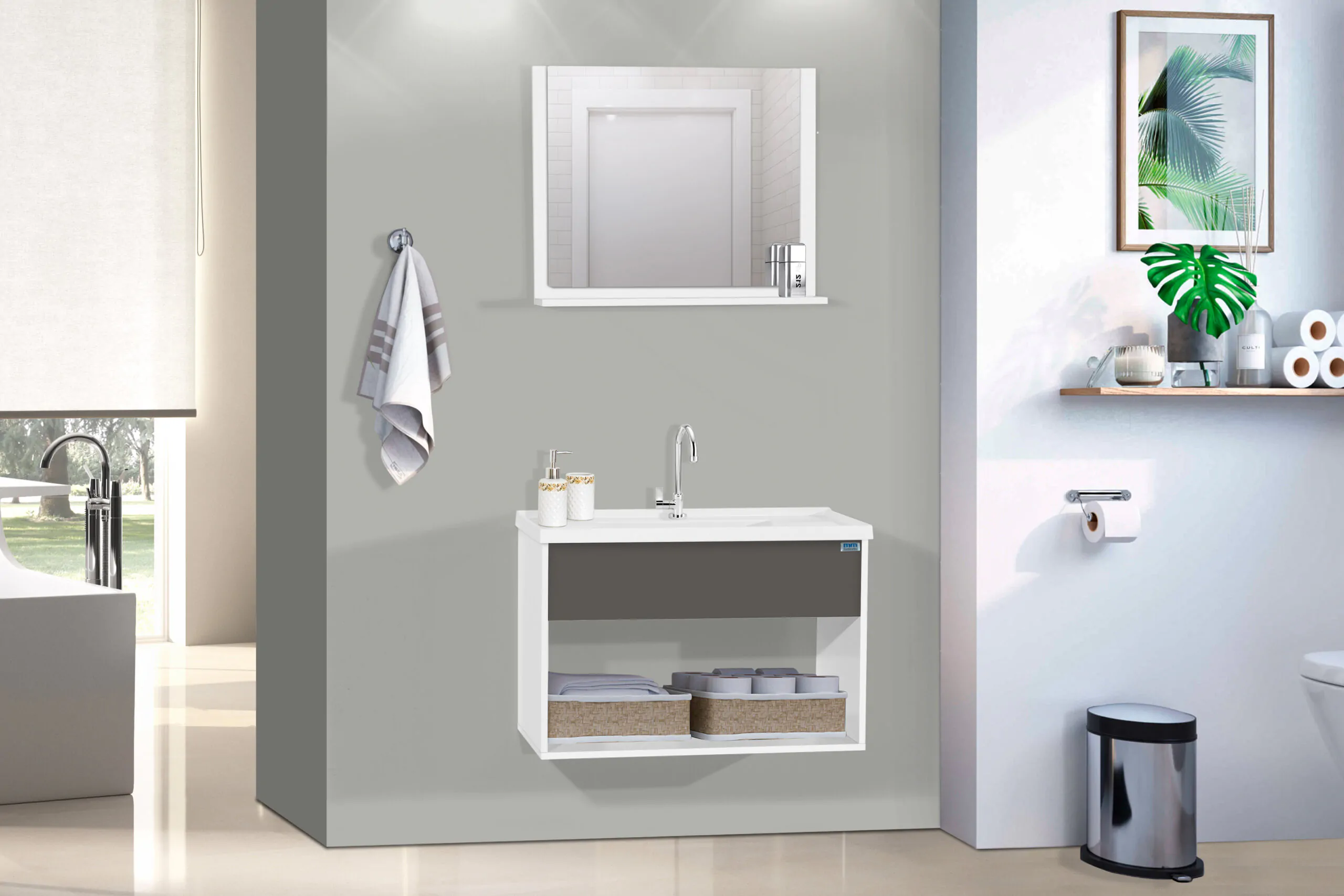 Kit Gabinete para Banheiro Spazio 60 - MM Gabinetes