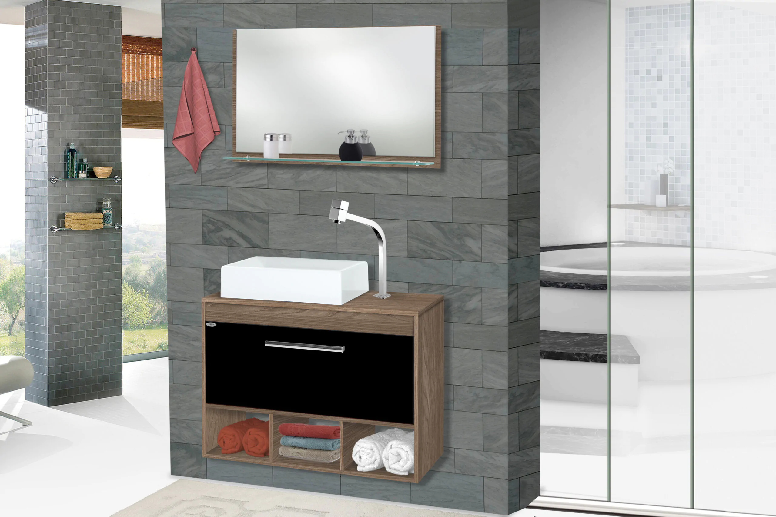 Kit Gabinete para Banheiro Torino 70 - MM Gabinetes