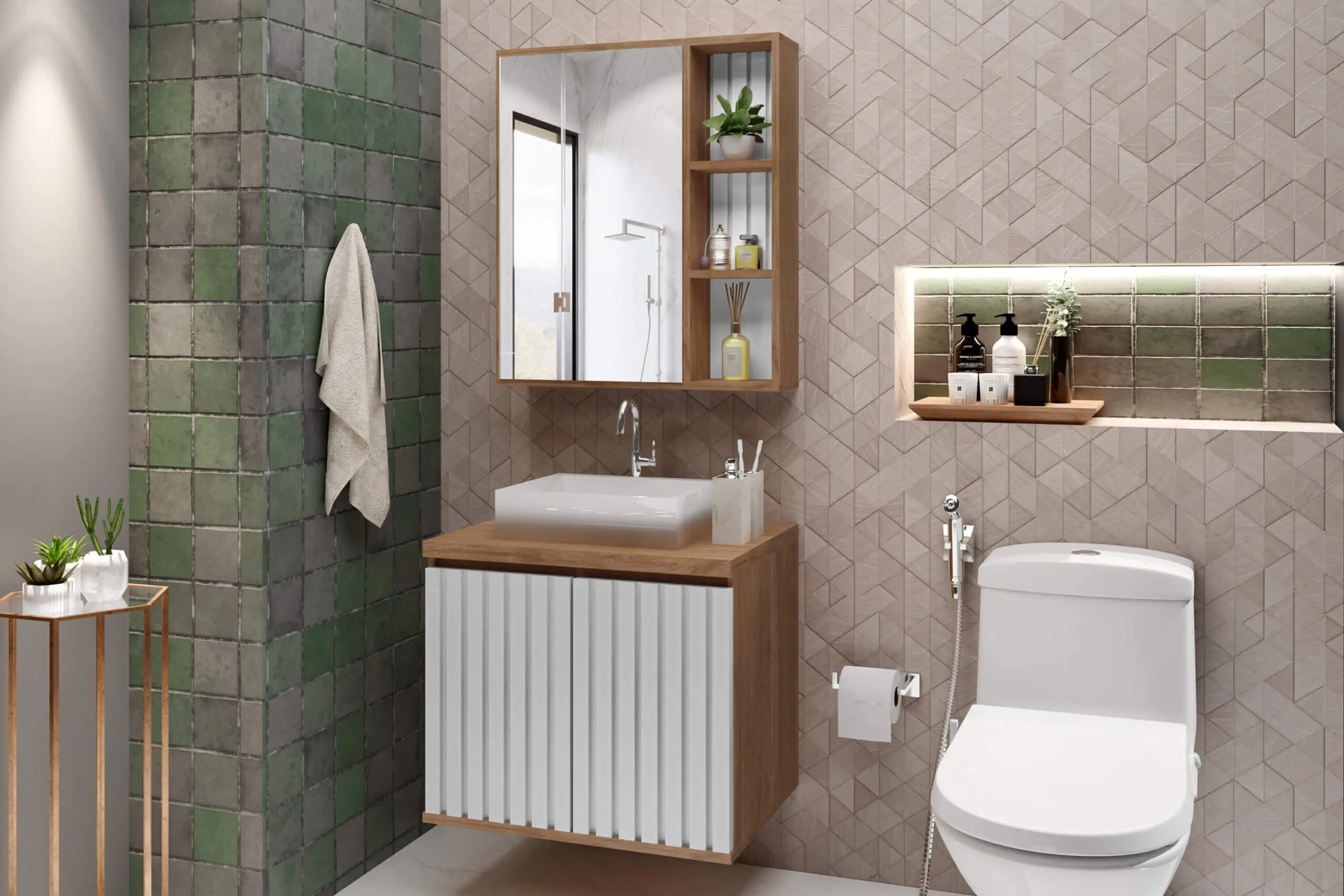 Kit Gabinete para Banheiro Vegas 60 - MM Gabinetes