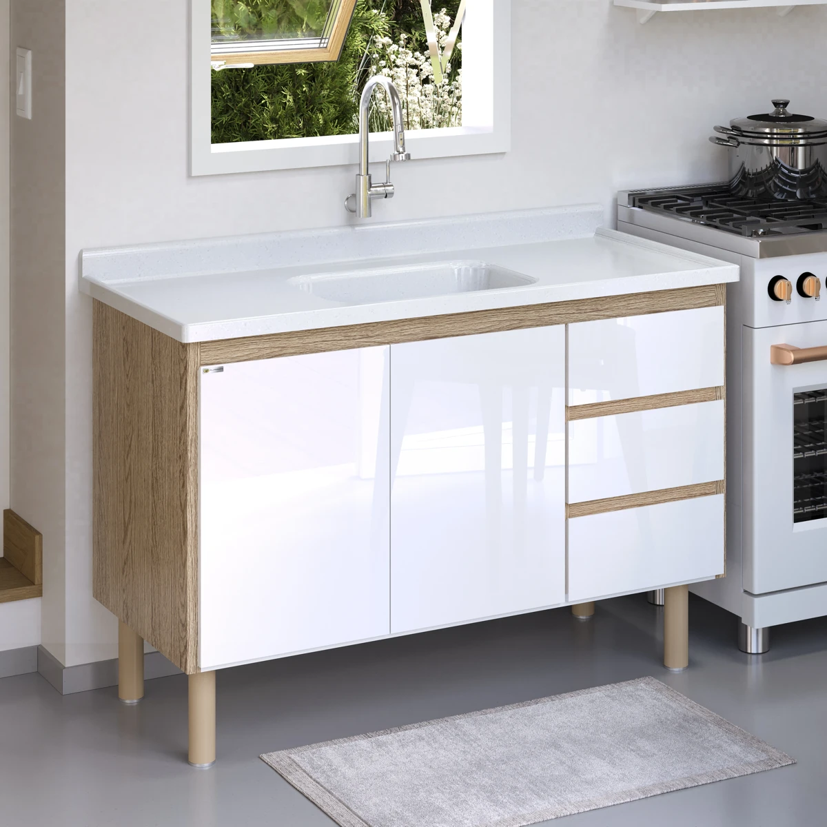 Gabinete de Cozinha Atenas 116cm - AJ Rorato