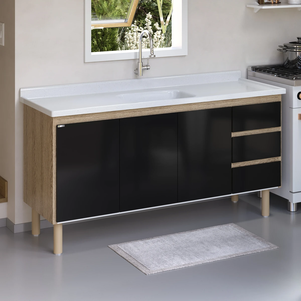 Gabinete de Cozinha Atenas 154cm - AJ Rorato