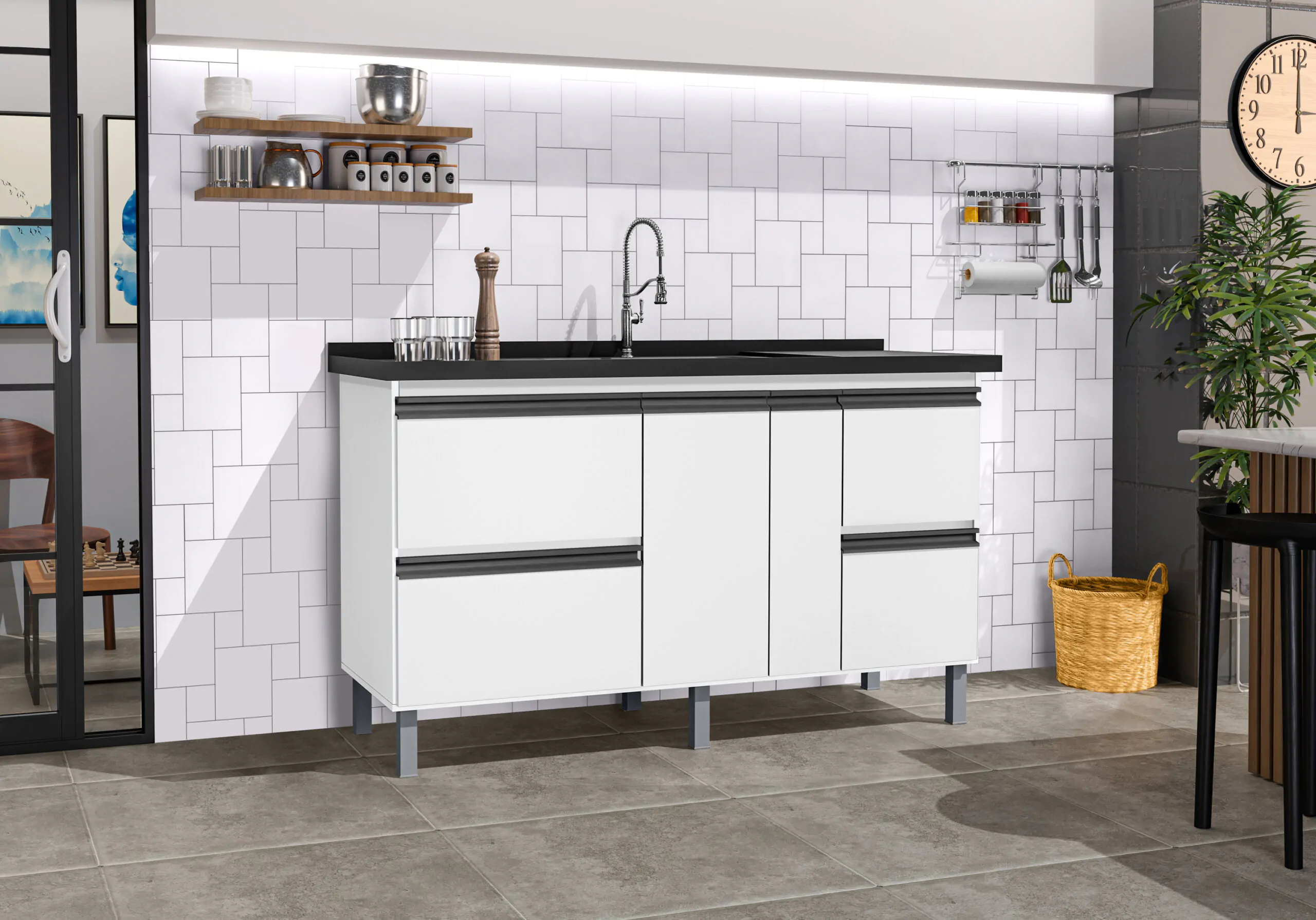 Gabinete de Cozinha Sevilha 1,5m - MM Gabinetes