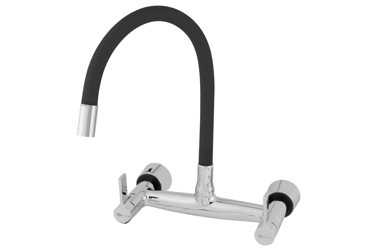 MISTURADOR COLOR BLACK CANO FLEXÍVEL COZINHA PAREDE - Talita Metais