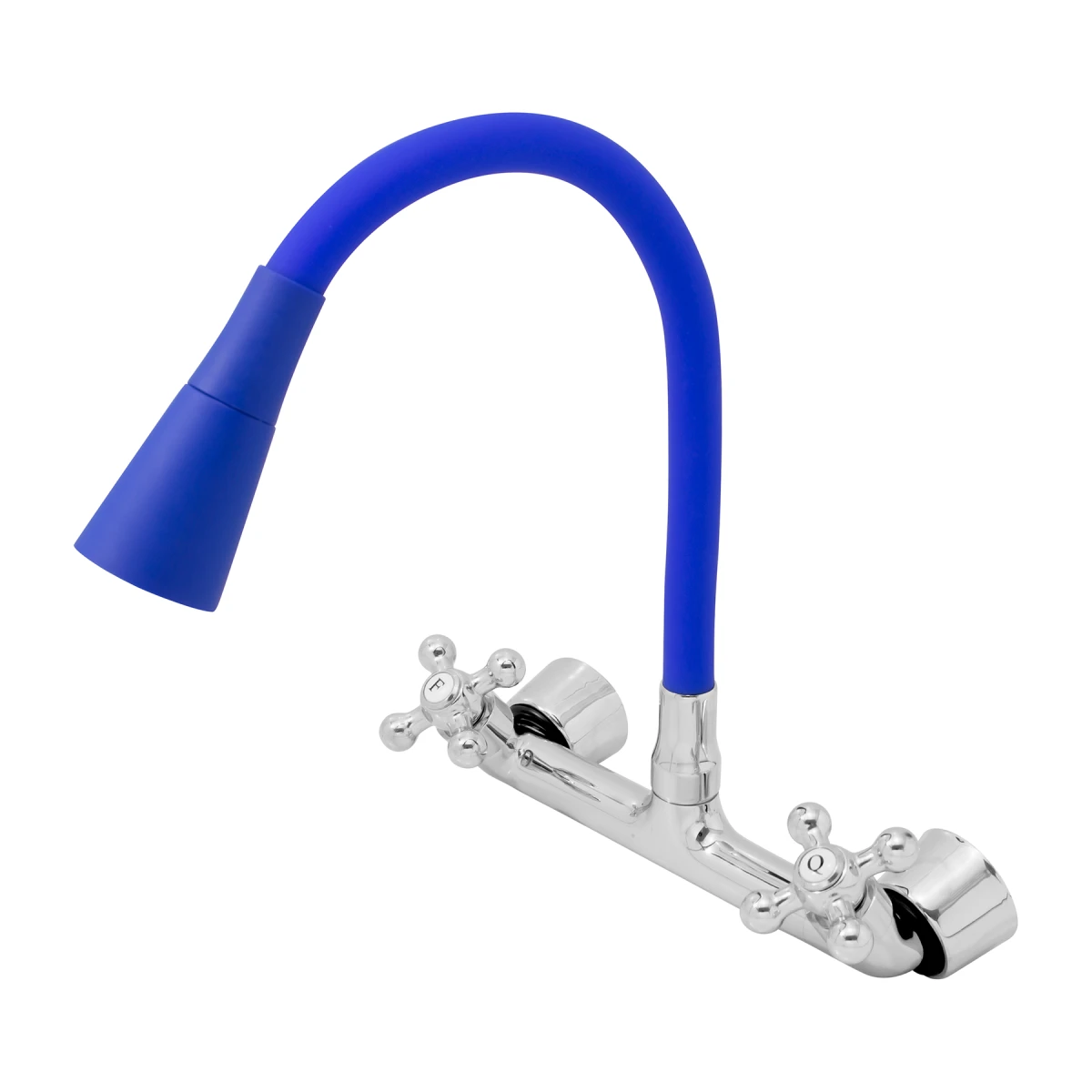 MISTURADOR COLOR DUO BLUE CANO FLEXÍVEL  PAREDE - Talita Metais