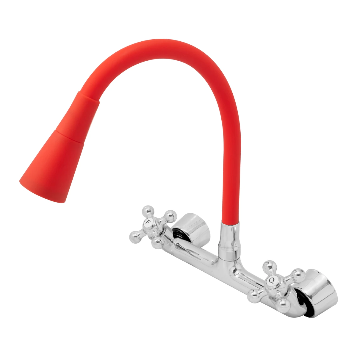 MISTURADOR COLOR DUO RED CANO FLEXÍVEL PAREDE - Talita Metais