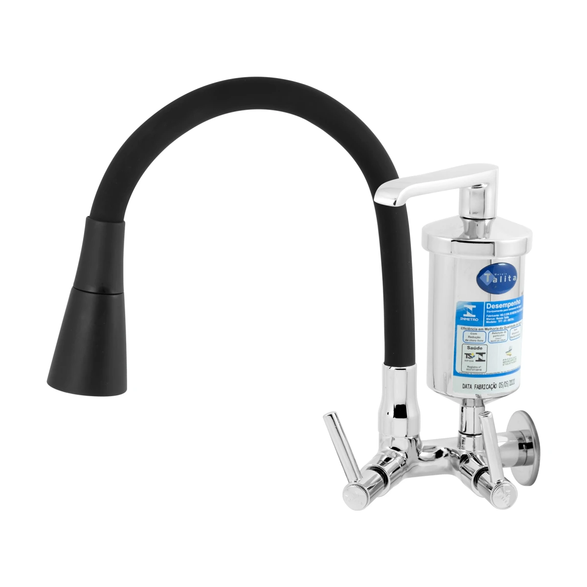 TORNEIRA COLOR DUO BLACK CANO FLEXÍVEL  C/ FILTRO METAL OU ABS - Talita Metais