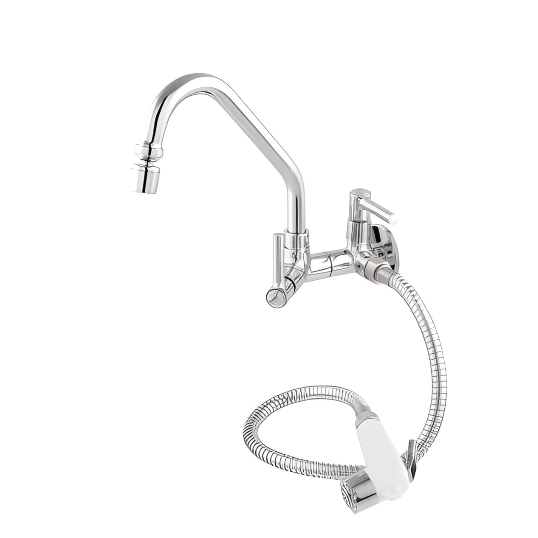 TORNEIRA COZINHA GIRATÓRIA CANO 3/4 COM DUCHA 60CM OU 120CM PAREDE - Talita Metais